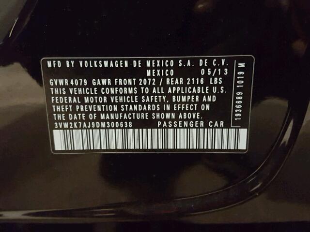 3VW2K7AJ9DM300638 - 2013 VOLKSWAGEN JETTA BASE Սև լուսանկար 10