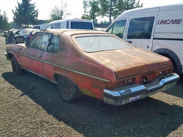 1Y17H4L185530 - 1974 CHEVROLET NOVA RED photo 3