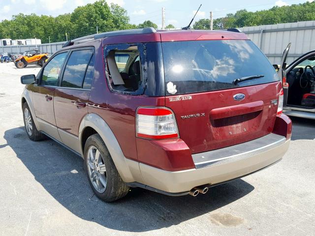 1FMDK08W78GA44922 - 2008 FORD TAURUS X E MAROON photo 3