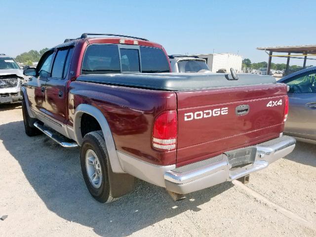 1B7HG2AZ5YS726542 - 2000 DODGE DAKOTA QUA MAROON photo 3