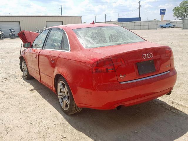 WAUAF78E98A074810 - 2008 AUDI A4 2.0T RED photo 3