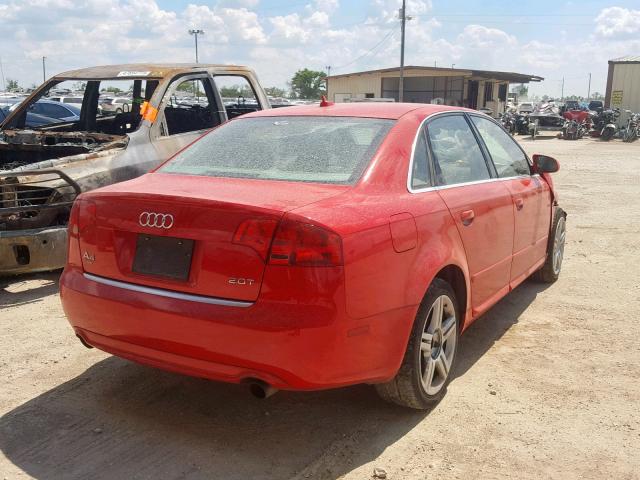 WAUAF78E98A074810 - 2008 AUDI A4 2.0T RED photo 4
