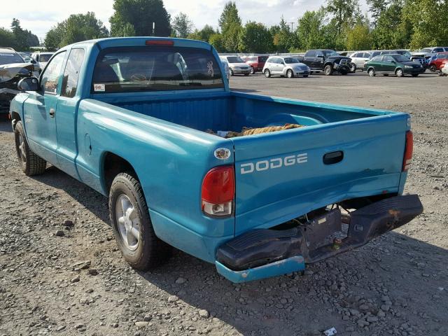 1B7GL22X8WS691416 - 1998 DODGE DAKOTA BLUE photo 3