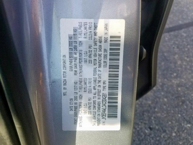 JM3ER4WL0A0304281 - 2010 MAZDA CX-7 GRAY photo 10