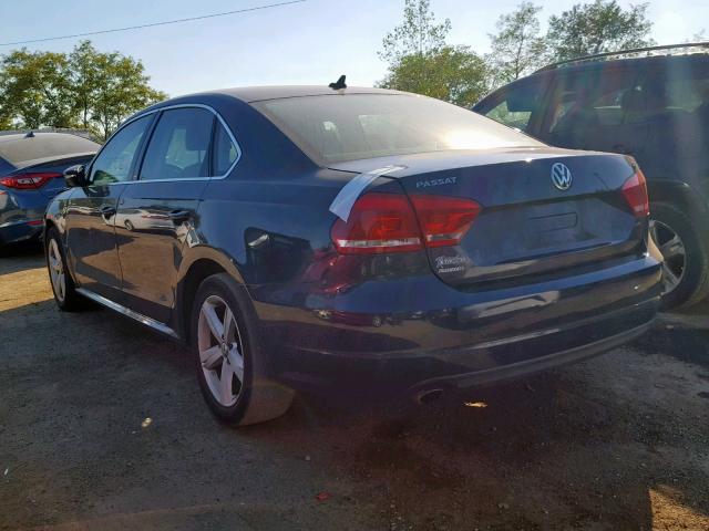 1VWBP7A34CC096138 - 2012 VOLKSWAGEN PASSAT SE BLUE photo 3