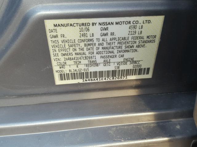 1N4BA41E47C826971 - 2007 NISSAN MAXIMA SE SILVER photo 10