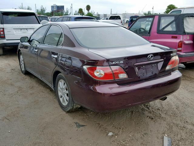 JTHBF30G525032632 - 2002 LEXUS ES 300 MAROON photo 3