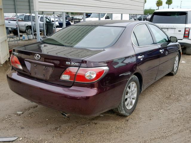 JTHBF30G525032632 - 2002 LEXUS ES 300 MAROON photo 4