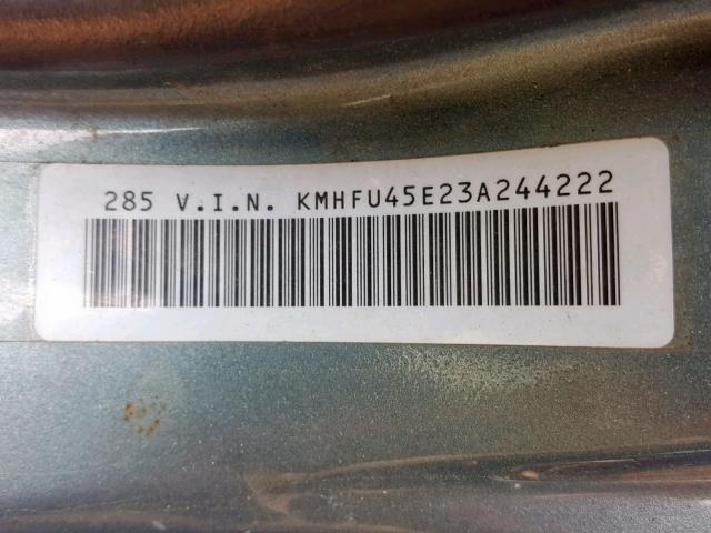 KMHFU45E23A244222 - 2003 HYUNDAI XG 350 BLUE photo 10