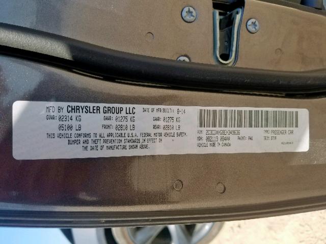 2C3CDXHG8EH349636 - 2014 DODGE CHARGER SX GRAY photo 10