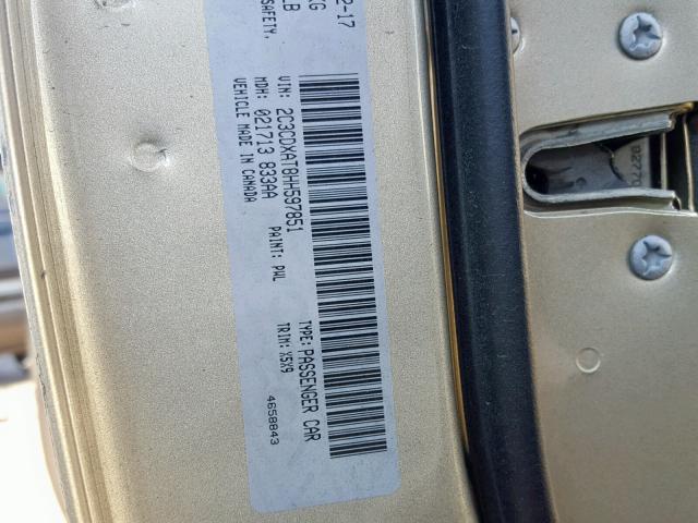 2C3CDXAT8HH597851 - 2017 DODGE CHARGER PO GOLD photo 10