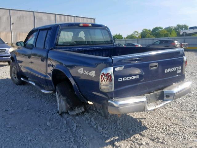 1D7HG48N14S720817 - 2004 DODGE DAKOTA QUA BLUE photo 3