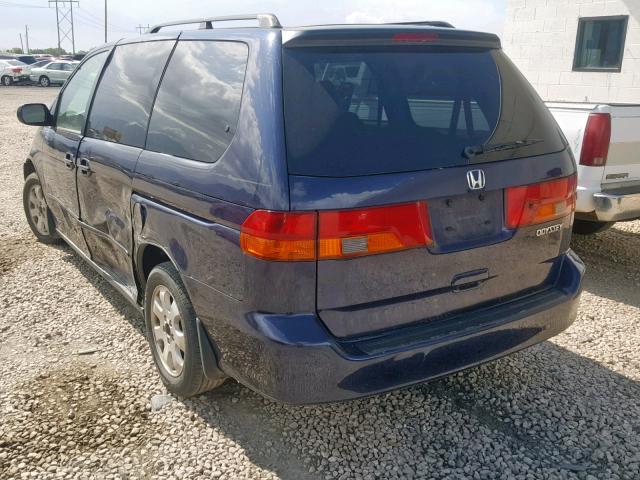 5FNRL18604B003968 - 2004 HONDA ODYSSEY EX BLUE photo 3