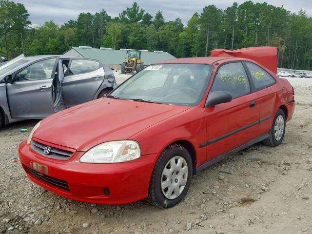 1HGEJ612XYL101872 - 2000 HONDA CIVIC DX RED photo 2