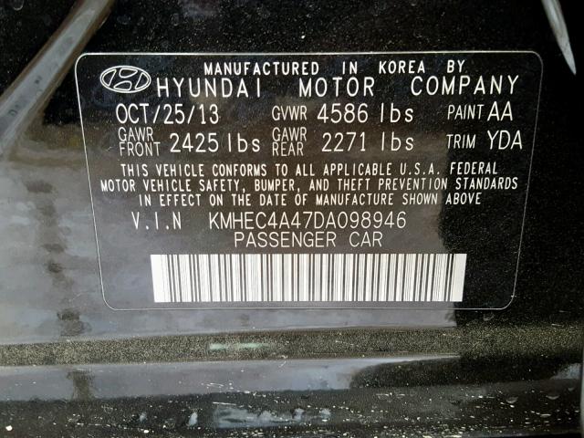 KMHEC4A47DA098946 - 2013 HYUNDAI SONATA HYB BLACK photo 10