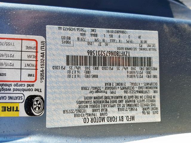 1ZVFT80N675231586 - 2007 FORD MUSTANG BLUE photo 10
