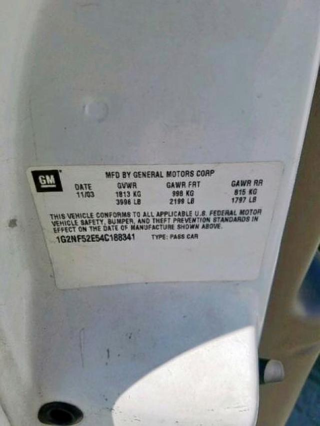 1G2NF52E54C188341 - 2004 PONTIAC GRAND AM S WHITE photo 10