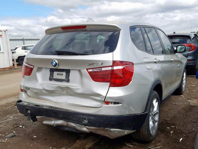 5UXWX7C57BL735225 - 2011 BMW X3 XDRIVE3 SILVER photo 4