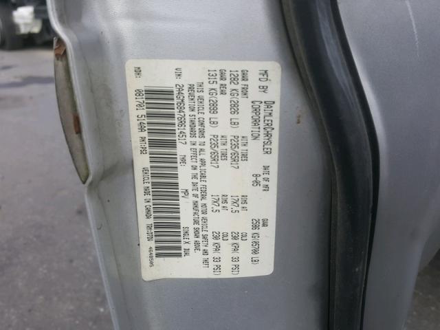 2A4GM68476R614517 - 2006 CHRYSLER PACIFICA T SILVER photo 10