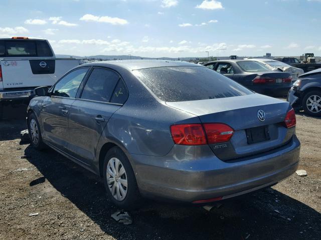 3VW1K7AJ7BM327619 - 2011 VOLKSWAGEN JETTA BASE GRAY photo 3