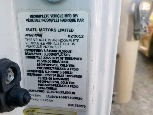 JALE5W169D7300029 - 2013 ISUZU NQR WHITE photo 10