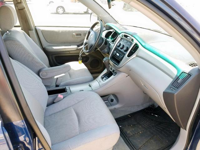 JTEHD21A550037168 - 2005 TOYOTA HIGHLANDER BLUE photo 5