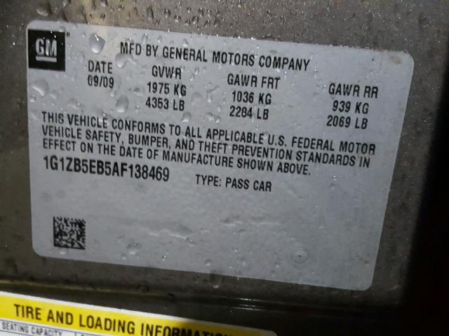 1G1ZB5EB5AF138469 - 2010 CHEVROLET MALIBU LS BROWN photo 10