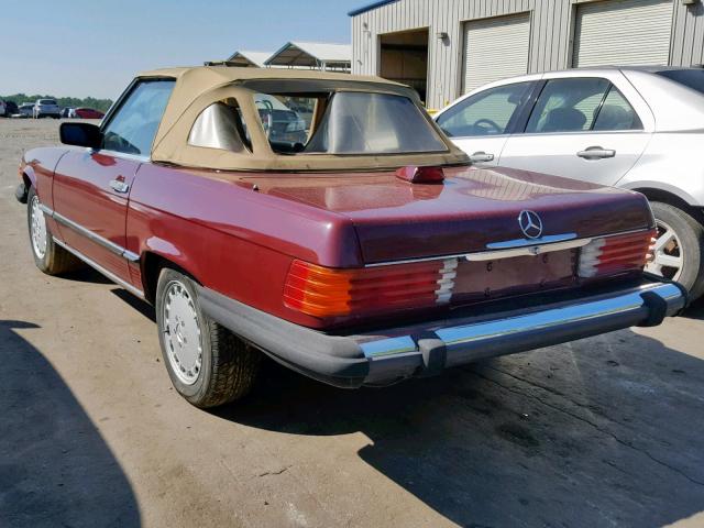 BA48016A037095 - 1986 MERCEDES-BENZ SL BURGUNDY photo 3