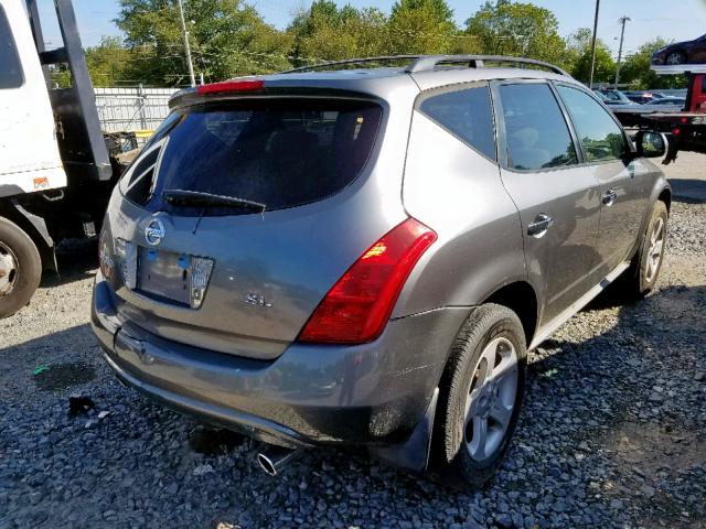 JN8AZ08T25W307591 - 2005 NISSAN MURANO SL GRAY photo 4