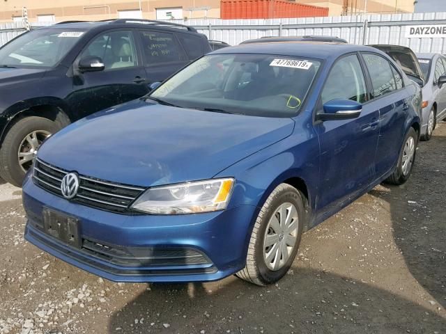 3VW2K7AJ3FM423581 - 2015 VOLKSWAGEN JETTA BASE BLUE photo 2