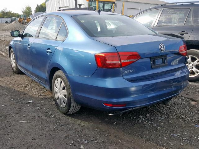 3VW2K7AJ3FM423581 - 2015 VOLKSWAGEN JETTA BASE BLUE photo 3