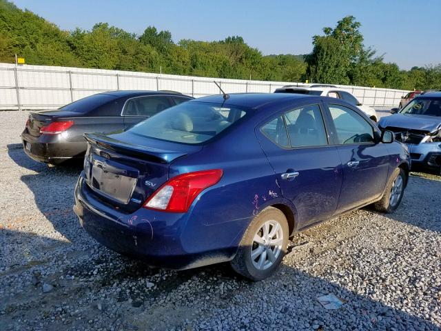 3N1CN7AP2EL869022 - 2014 NISSAN VERSA S BLUE photo 4