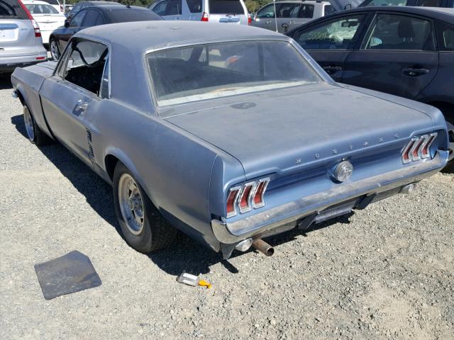 7R01T238302 - 1967 FORD MUSTANG CO BLUE photo 3