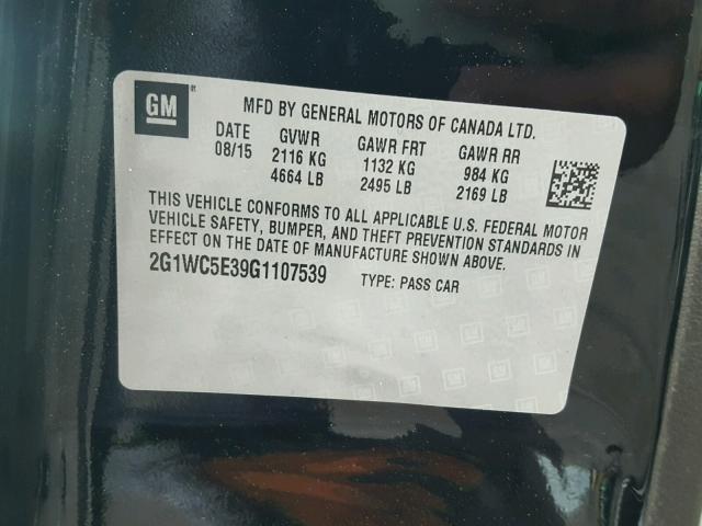 2G1WC5E39G1107539 - 2016 CHEVROLET IMPALA LIM BLACK photo 10