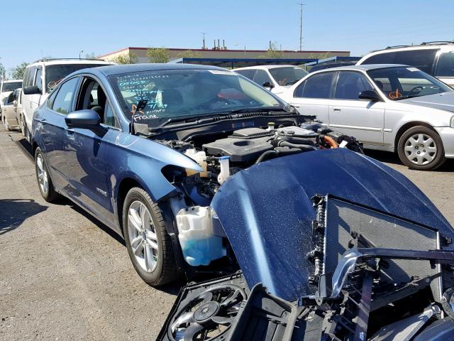 3FA6P0LU2JR204715 - 2018 FORD FUSION SE BLUE photo 1