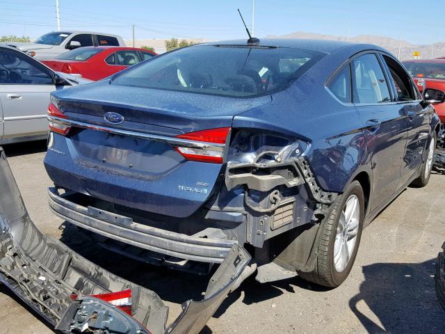 3FA6P0LU2JR204715 - 2018 FORD FUSION SE BLUE photo 4