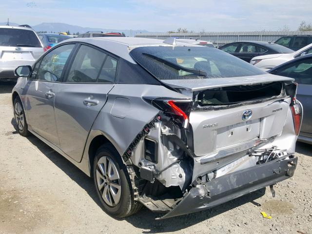 JTDKARFU2H3541551 - 2017 TOYOTA PRIUS SILVER photo 3