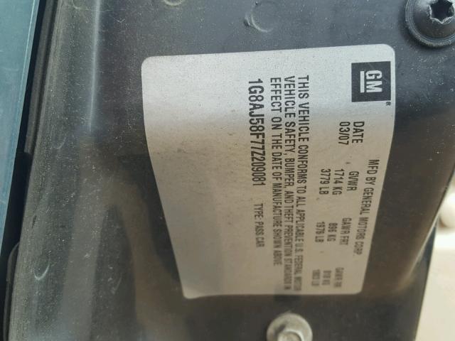 1G8AJ58F77Z209081 - 2007 SATURN ION LEVEL GREEN photo 10