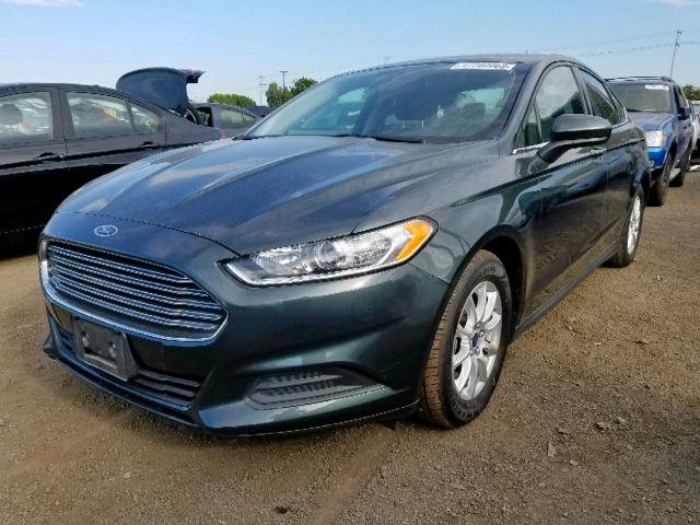 3FA6P0G70GR166091 - 2016 FORD FUSION S GREEN photo 2