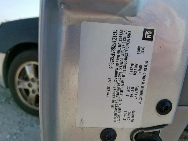 1G1ZT62885F135955 - 2005 CHEVROLET MALIBU MAX 银色 照片 10