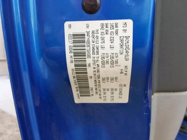 3A4FY48B36T320385 - 2006 CHRYSLER PT CRUISER BLUE photo 10