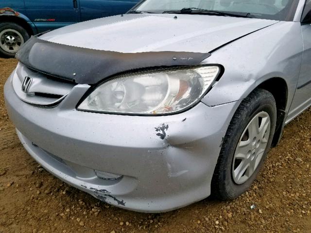 2HGES16315H044651 - 2005 HONDA CIVIC DX V SILVER photo 9