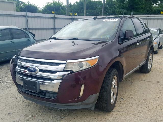 2FMDK3JC1BBA72232 - 2011 FORD EDGE SEL MAROON photo 2