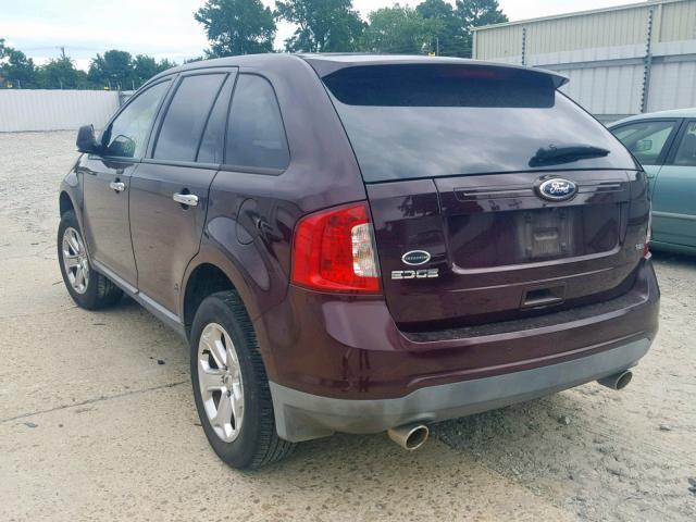 2FMDK3JC1BBA72232 - 2011 FORD EDGE SEL MAROON photo 3