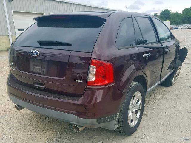 2FMDK3JC1BBA72232 - 2011 FORD EDGE SEL MAROON photo 4