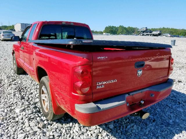 1D7HE42K85S198547 - 2005 DODGE DAKOTA SLT RED photo 3