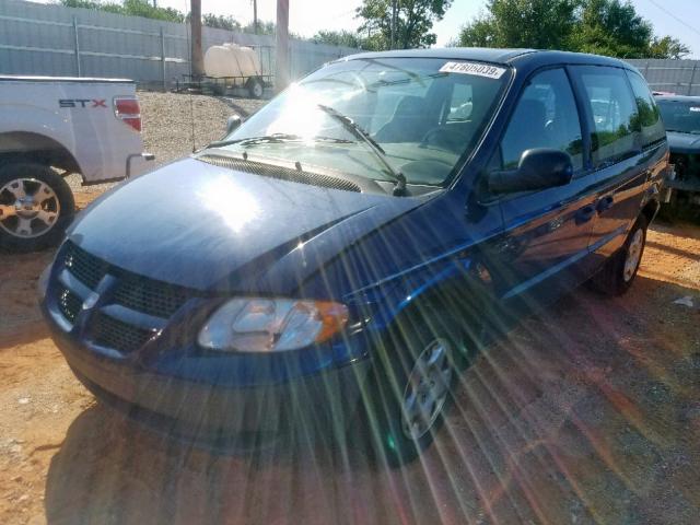 1B4GP25BX2B535664 - 2002 DODGE CARAVAN SE BLUE photo 2