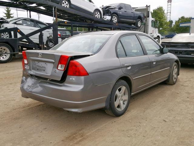 2HGES26815H593087 - 2005 HONDA CIVIC EX GRAY photo 4