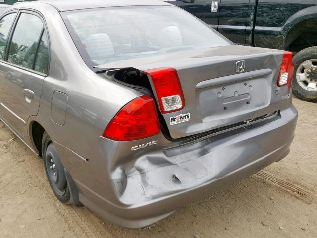 2HGES26815H593087 - 2005 HONDA CIVIC EX GRAY photo 9