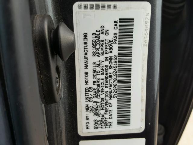 5Y2SP67819Z451952 - 2009 PONTIAC VIBE CHARCOAL photo 10